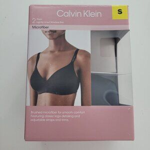 NEW Calvin Klein 2-Pack Women's S Lightly Lined Wireless Microfiber Bras// 26PT